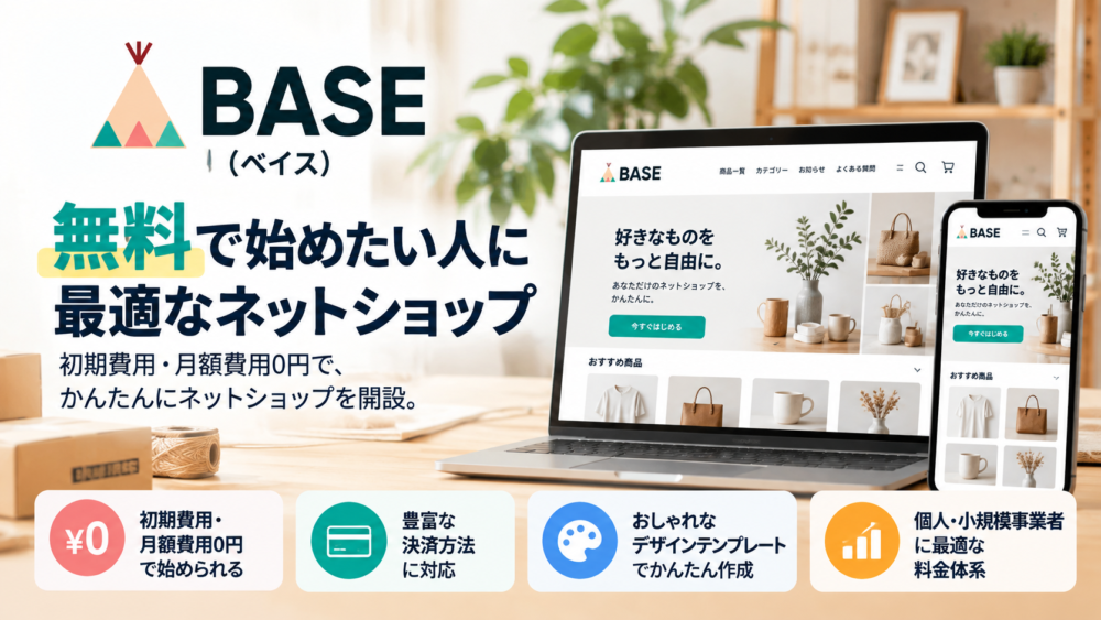 BASE（ベイス）は初期費用・月額費用0円から始められるネットショップ作成サービス