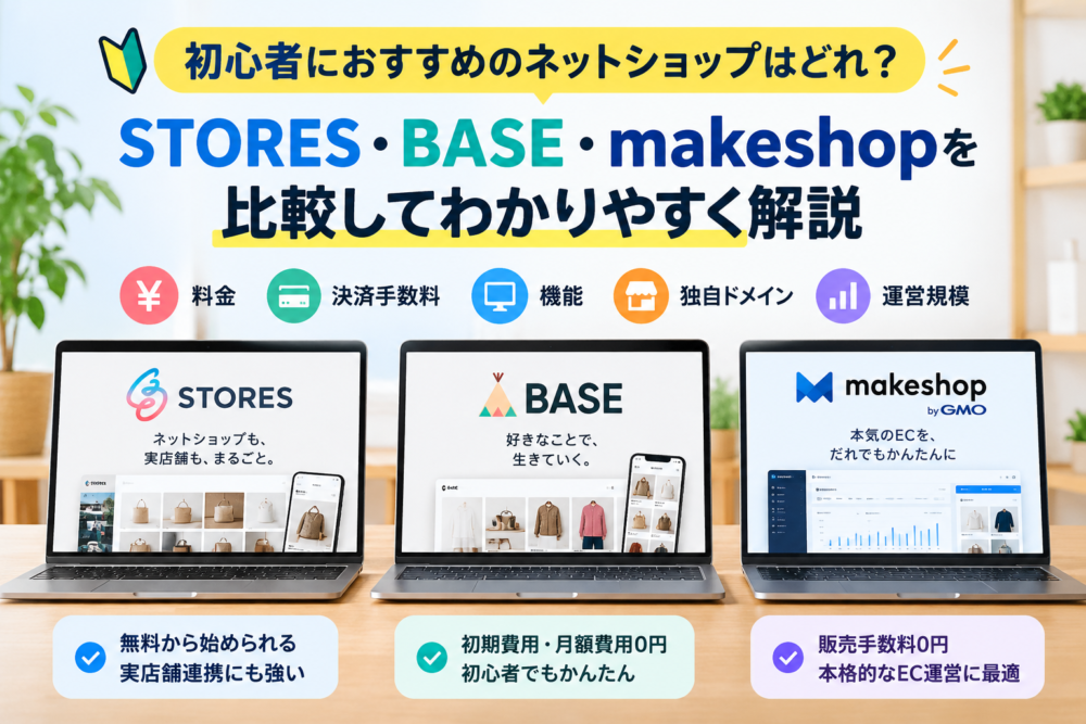 STORES・BASE・makeshopを比較｜初心者におすすめのネットショップはどれ？