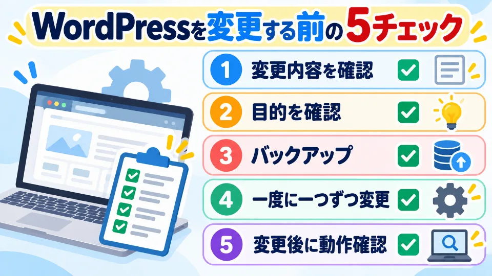 WordPressの設定変更前に確認する5項目のチェックリスト