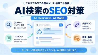 AI検索のSEO対策とAI Overview・AI Modeの関係を示す図