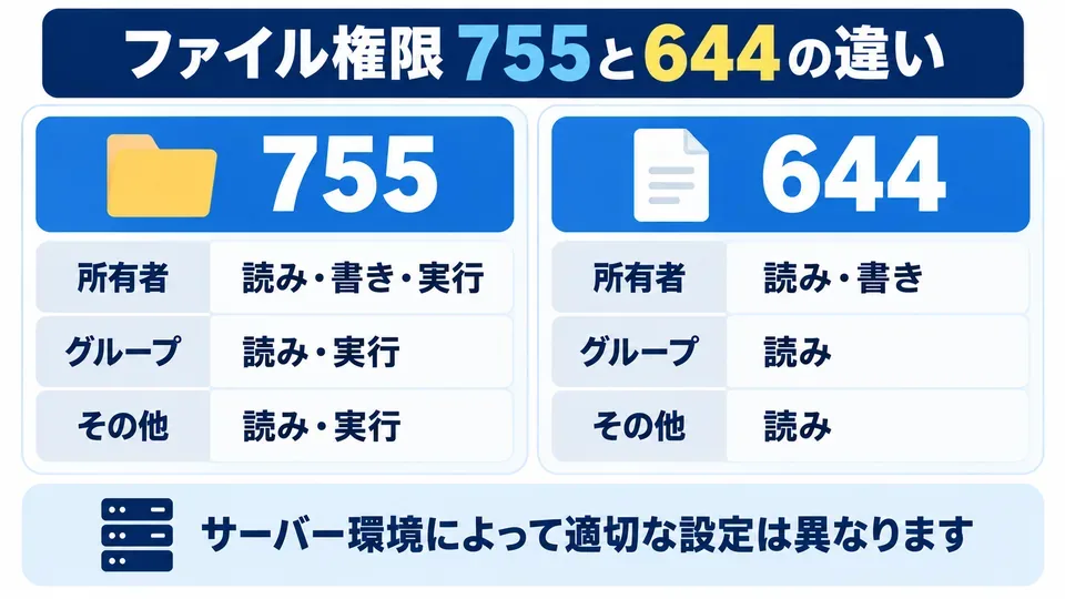 WordPressのフォルダー権限755とファイル権限644の読み書き・実行権限の違い
